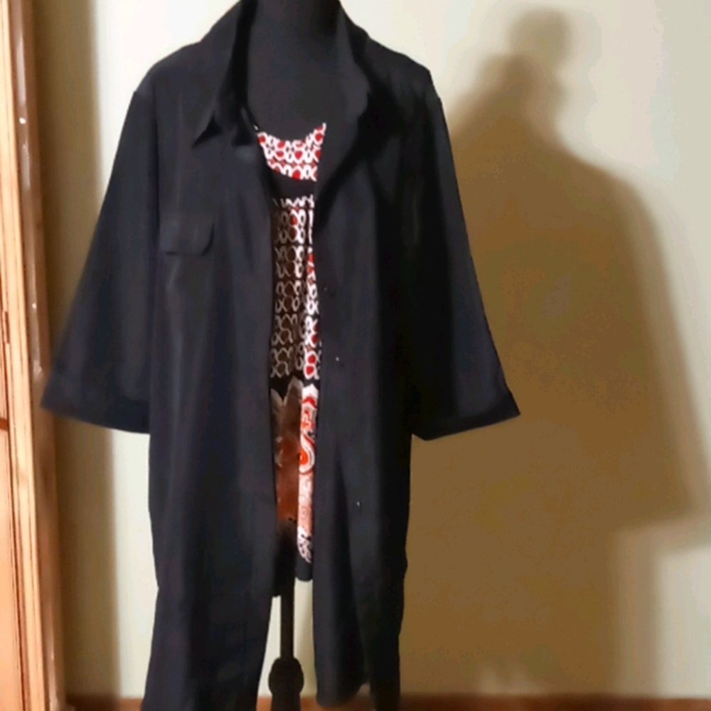 Sz 24 black Brylane Woman tunic shirt/jacket